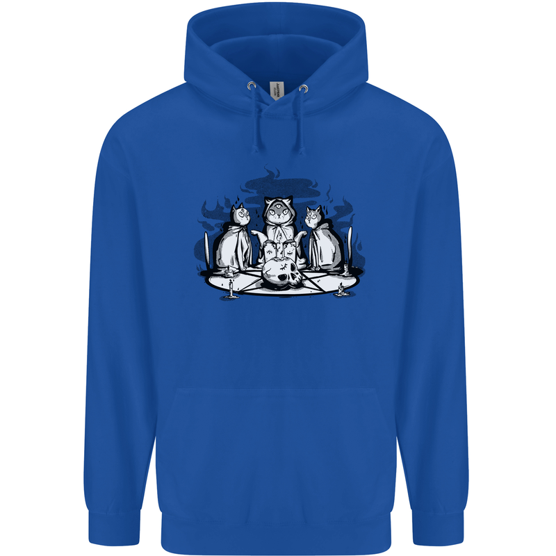 Satanic Cats Black Magic Pentacle Mens 80% Cotton Hoodie Royal Blue