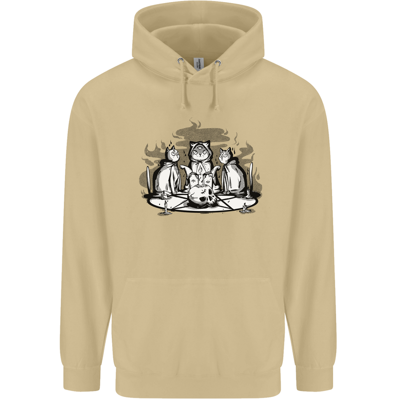 Satanic Cats Black Magic Pentacle Mens 80% Cotton Hoodie Sand