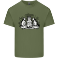 Satanic Cats Black Magic Pentacle Mens Cotton T-Shirt Tee Top Military Green