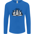 Satanic Cats Black Magic Pentacle Mens Long Sleeve T-Shirt Royal Blue