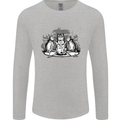 Satanic Cats Black Magic Pentacle Mens Long Sleeve T-Shirt Sports Grey