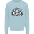 Satanic Cats Black Magic Pentacle Mens Sweatshirt Jumper Light Blue