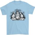 Satanic Cats Black Magic Pentacle Mens T-Shirt 100% Cotton Light Blue