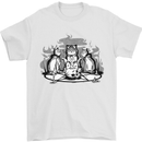 Satanic Cats Black Magic Pentacle Mens T-Shirt 100% Cotton White