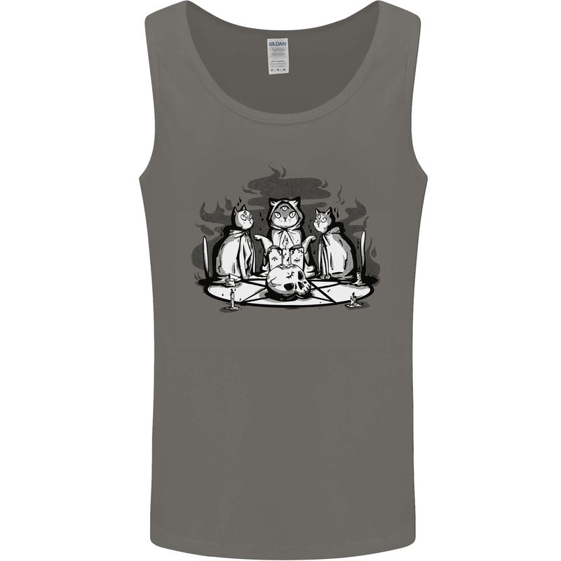 Satanic Cats Black Magic Pentacle Mens Vest Tank Top Charcoal
