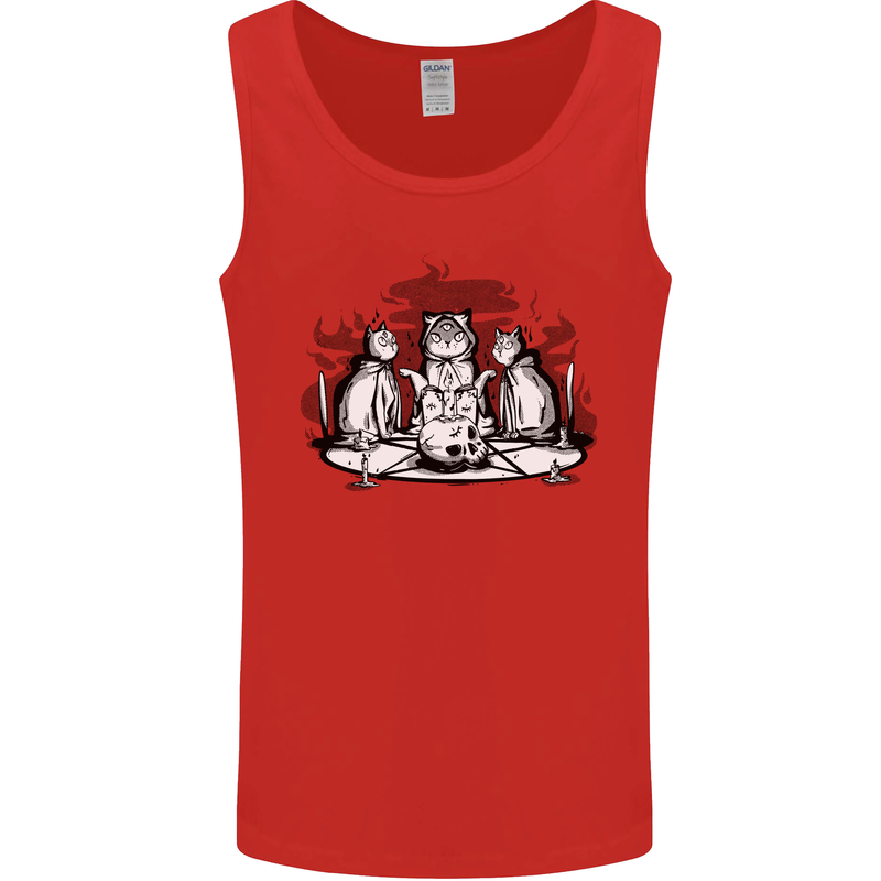 Satanic Cats Black Magic Pentacle Mens Vest Tank Top Red