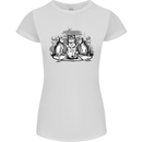 Satanic Cats Black Magic Pentacle Womens Petite Cut T-Shirt White