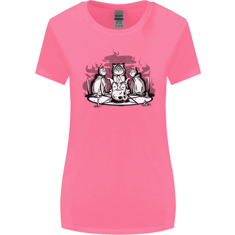 Satanic Cats Black Magic Pentacle Womens Wider Cut T-Shirt Azalea