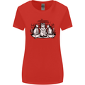 Satanic Cats Black Magic Pentacle Womens Wider Cut T-Shirt Red