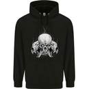 Satanic Skulls Gothic Biker Heavy Metal Mens 80% Cotton Hoodie Black
