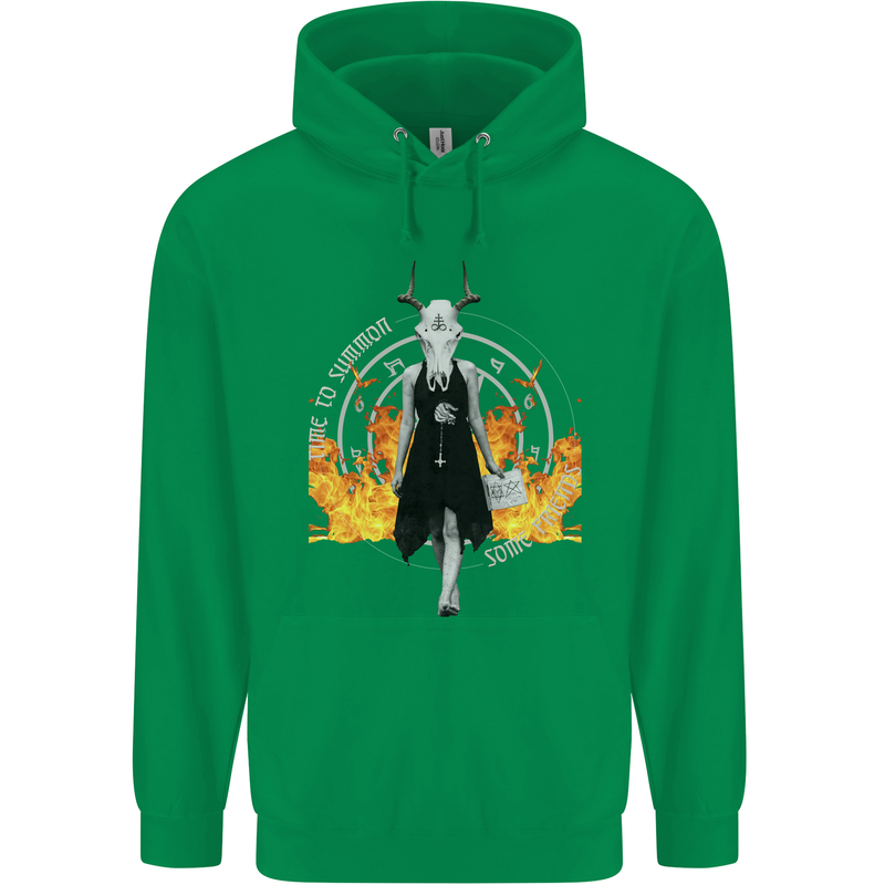 Satanic Witch Summon Ouija Board Satan Hell Mens 80% Cotton Hoodie Irish Green