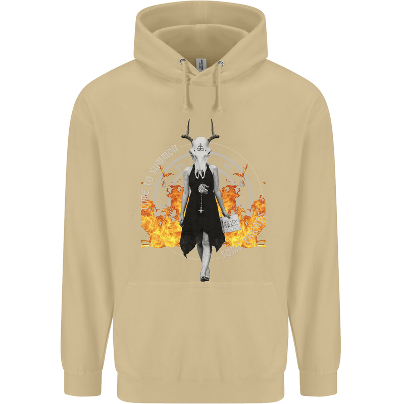 Satanic Witch Summon Ouija Board Satan Hell Mens 80% Cotton Hoodie Sand
