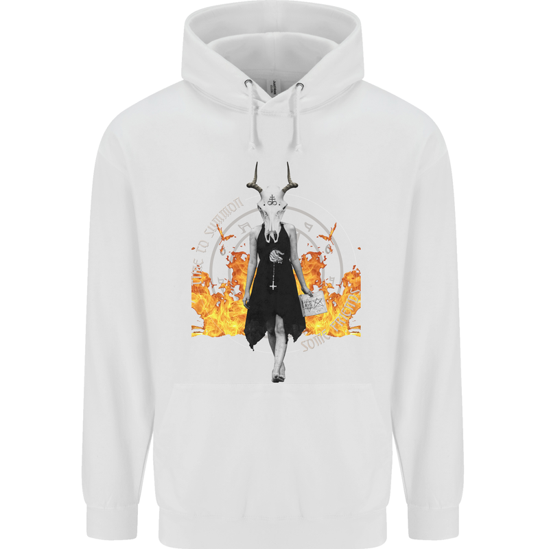 Satanic Witch Summon Ouija Board Satan Hell Mens 80% Cotton Hoodie White
