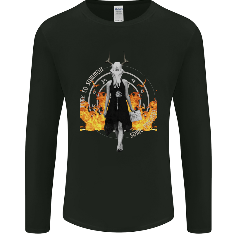 Satanic Witch Summon Ouija Board Satan Hell Mens Long Sleeve T-Shirt Black