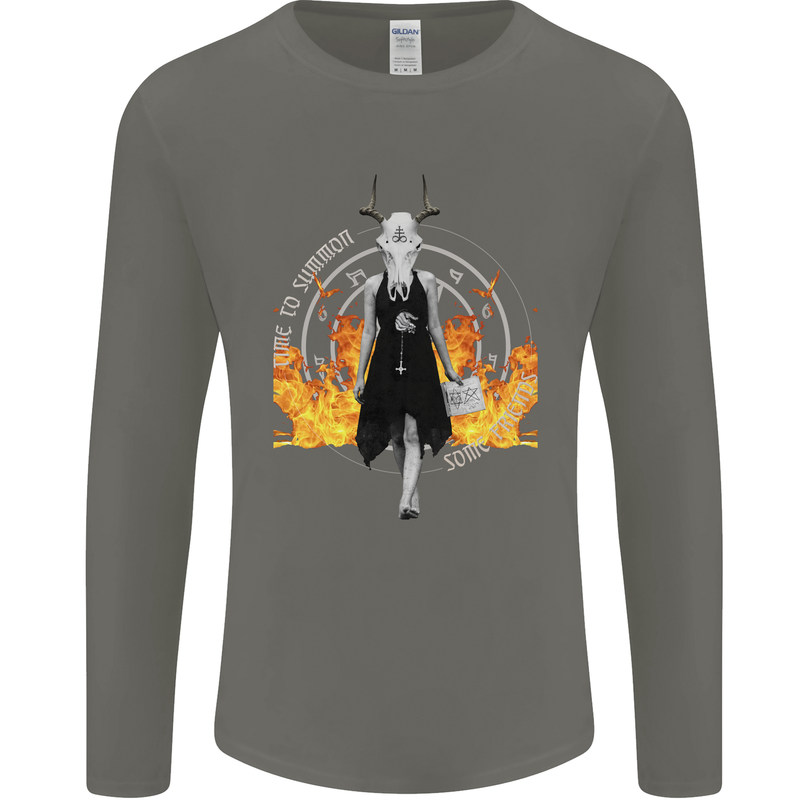 Satanic Witch Summon Ouija Board Satan Hell Mens Long Sleeve T-Shirt Charcoal