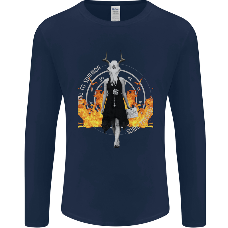Satanic Witch Summon Ouija Board Satan Hell Mens Long Sleeve T-Shirt Navy Blue