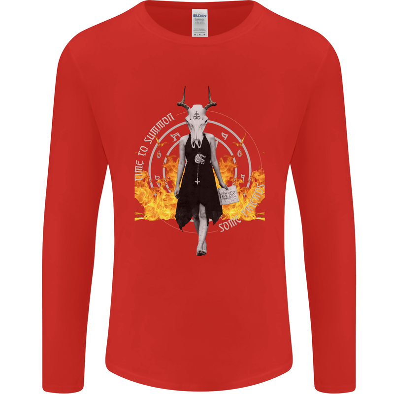 Satanic Witch Summon Ouija Board Satan Hell Mens Long Sleeve T-Shirt Red