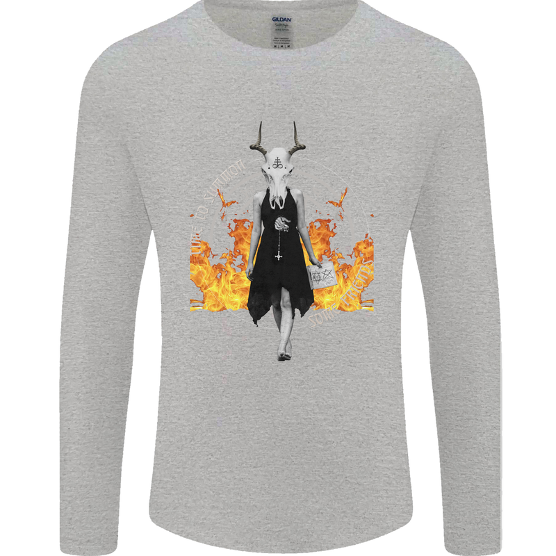 Satanic Witch Summon Ouija Board Satan Hell Mens Long Sleeve T-Shirt Sports Grey