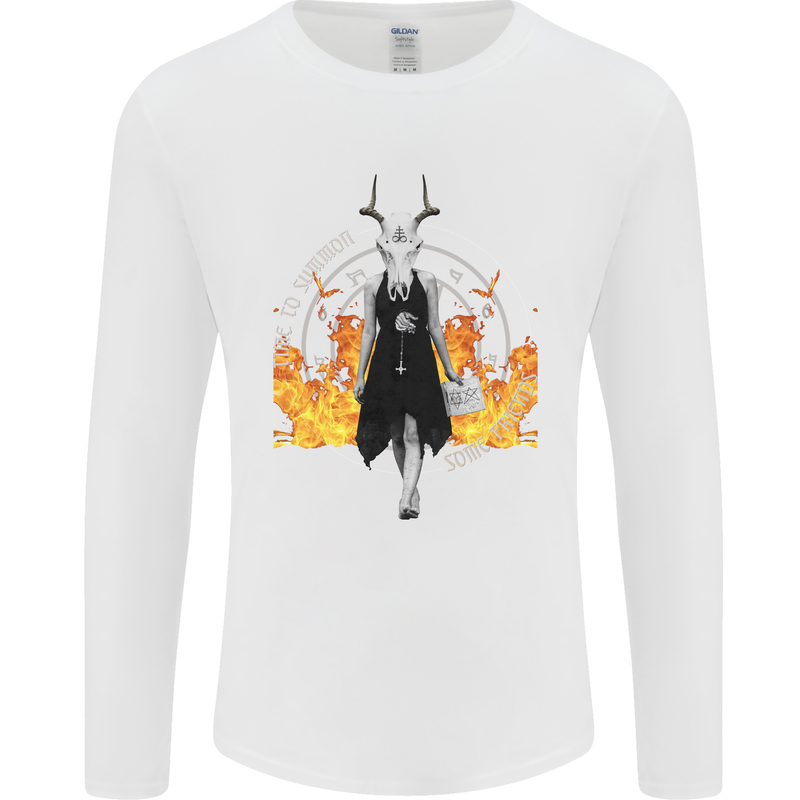 Satanic Witch Summon Ouija Board Satan Hell Mens Long Sleeve T-Shirt White