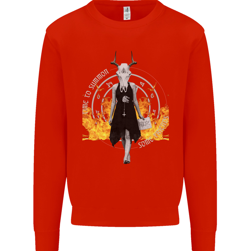 Satanic Witch Summon Ouija Board Satan Hell Mens Sweatshirt Jumper Bright Red