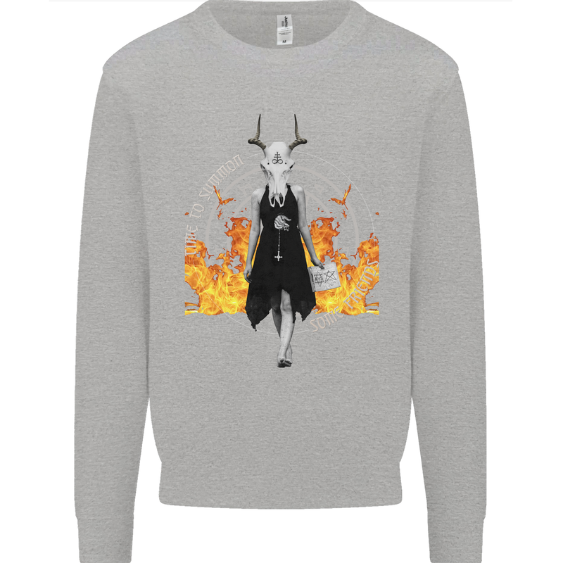 Satanic Witch Summon Ouija Board Satan Hell Mens Sweatshirt Jumper Sports Grey