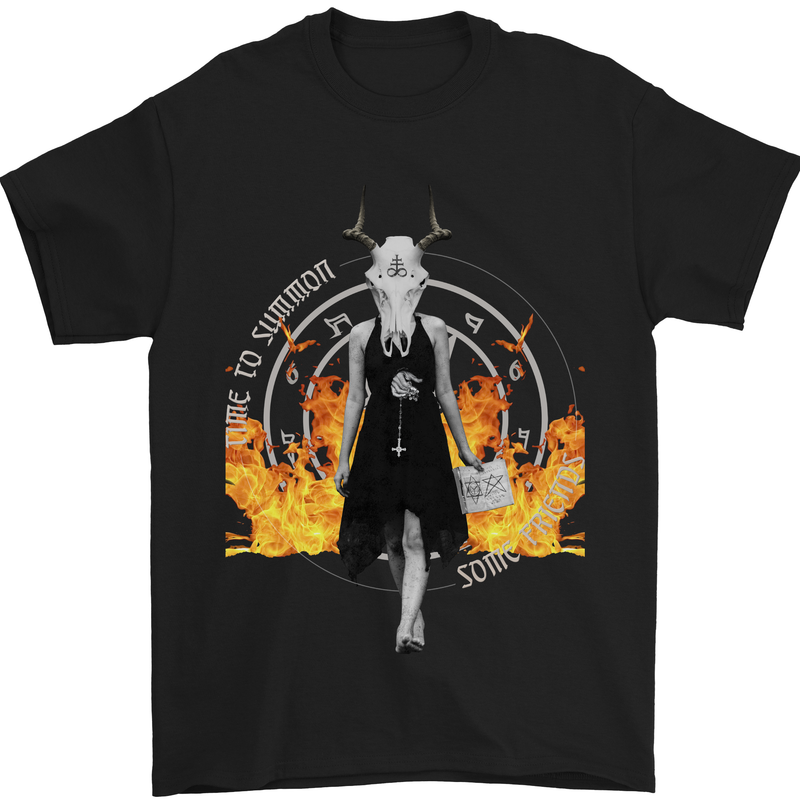 Satanic Witch Summon Ouija Board Satan Hell Mens T-Shirt Cotton Gildan Black