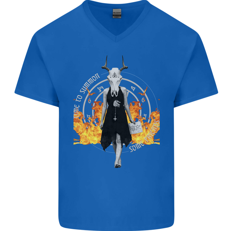 Satanic Witch Summon Ouija Board Satan Hell Mens V-Neck Cotton T-Shirt Royal Blue