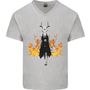 Satanic Witch Summon Ouija Board Satan Hell Mens V-Neck Cotton T-Shirt Sports Grey