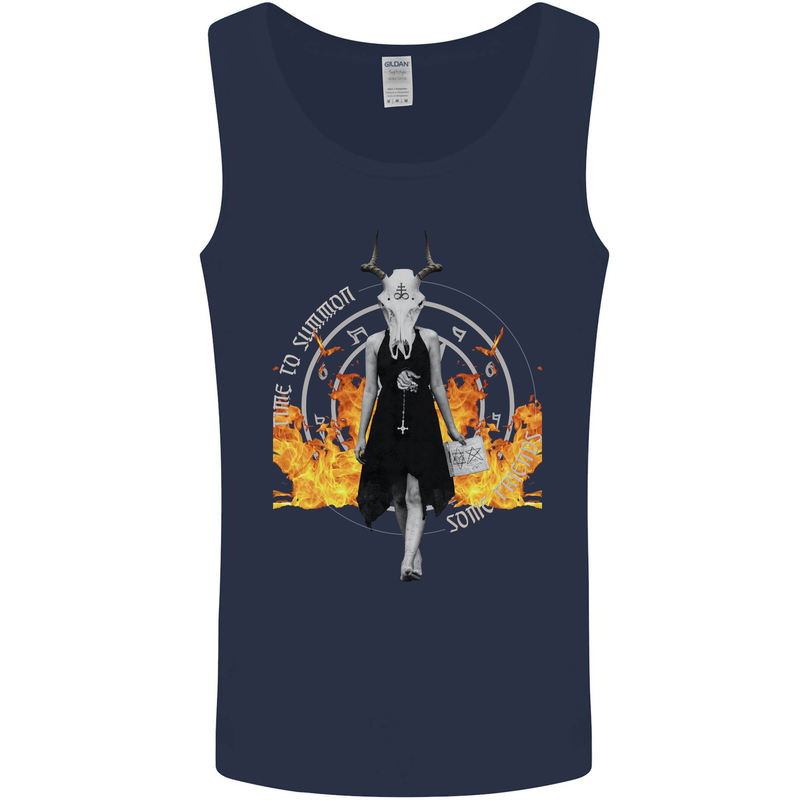 Satanic Witch Summon Ouija Board Satan Hell Mens Vest Tank Top Navy Blue