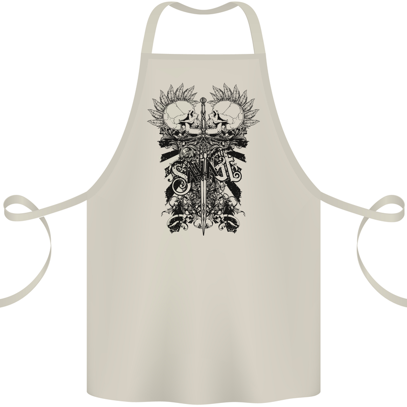 Savage Two Punk Skulls Biker Motorbike Cotton Apron 100% Organic Natural