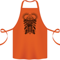 Savage Two Punk Skulls Biker Motorbike Cotton Apron 100% Organic Orange