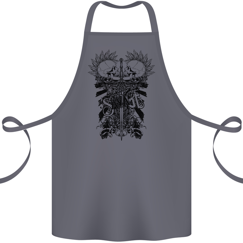 Savage Two Punk Skulls Biker Motorbike Cotton Apron 100% Organic Steel