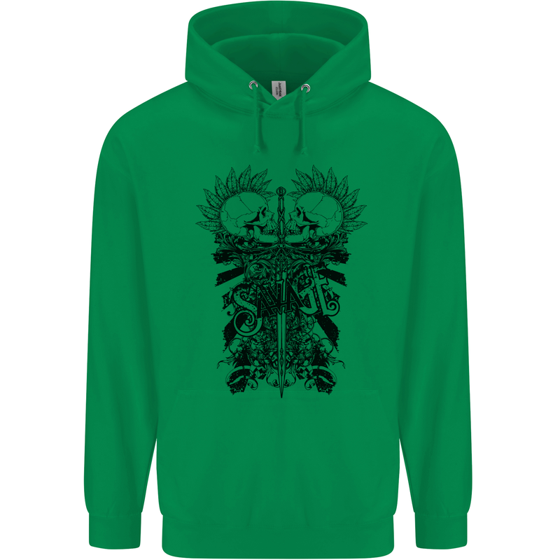 Savage Two Punk Skulls Biker Motorbike Mens 80% Cotton Hoodie Irish Green