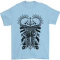 Savage Two Punk Skulls Biker Motorbike Mens T-Shirt Cotton Gildan Light Blue