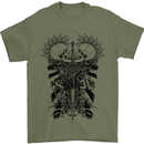 Savage Two Punk Skulls Biker Motorbike Mens T-Shirt Cotton Gildan Military Green