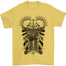 Savage Two Punk Skulls Biker Motorbike Mens T-Shirt Cotton Gildan Yellow