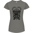 Savage Two Punk Skulls Biker Motorbike Womens Petite Cut T-Shirt Charcoal