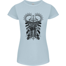Savage Two Punk Skulls Biker Motorbike Womens Petite Cut T-Shirt Light Blue