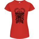 Savage Two Punk Skulls Biker Motorbike Womens Petite Cut T-Shirt Red