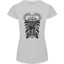 Savage Two Punk Skulls Biker Motorbike Womens Petite Cut T-Shirt Sports Grey