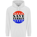 Save Ferris Distressed Funny 80's Movie Childrens Kids Hoodie White