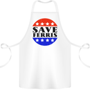 Save Ferris Distressed Funny 80's Movie Cotton Apron 100% Organic White