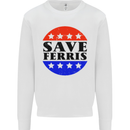 Save Ferris Distressed Funny 80's Movie Mens Sweatshirt Jumper White