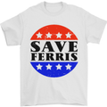 Save Ferris Distressed Funny 80's Movie Mens T-Shirt Cotton Gildan White