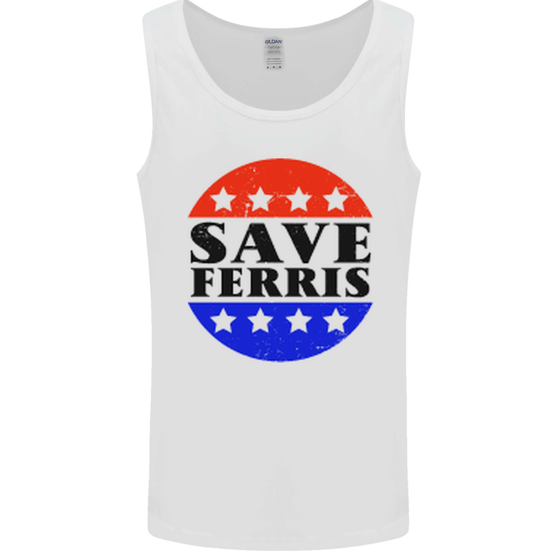 Save Ferris Distressed Funny 80's Movie Mens Vest Tank Top White