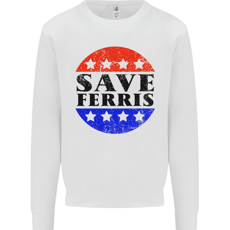 Save Ferris Distressed Kids Sweatshirt Jumper White