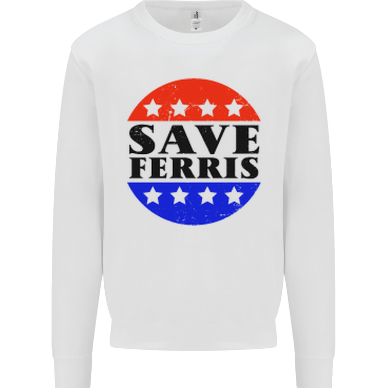 Save Ferris Funny 80's Movie Kids Sweatshirt Jumper White