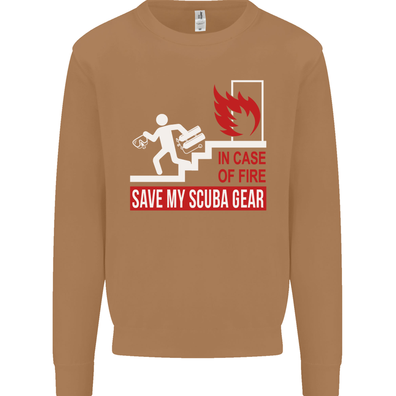 Save My Scuba Gear Diver Diving Dive Mens Sweatshirt Jumper Caramel Latte