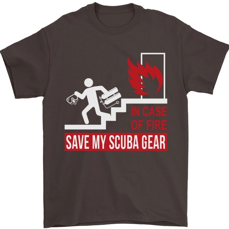 Save My Scuba Gear Diver Diving Dive Mens T-Shirt Cotton Gildan Dark Chocolate