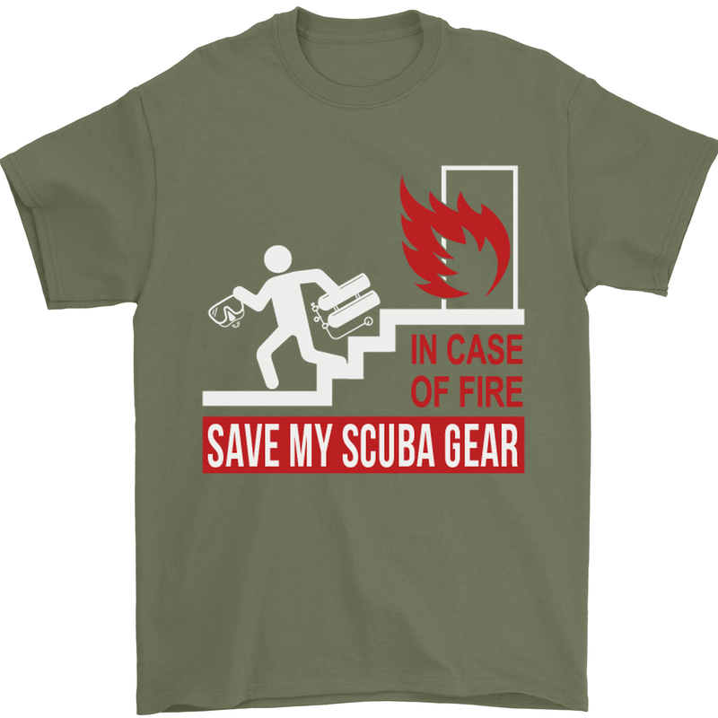 Save My Scuba Gear Diver Diving Dive Mens T-Shirt Cotton Gildan Military Green